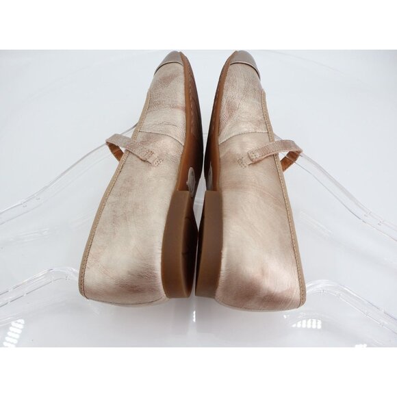 Born Batti Mary Jane Flat Shoes Size 8 Gold Leather Cap Toe Ballet Pointed - Picture 8 of 12